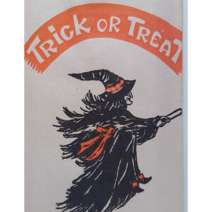 Halloween Candy Goodie Loot Bag Witch Flying On Broom Trick Or Treat Fantasy